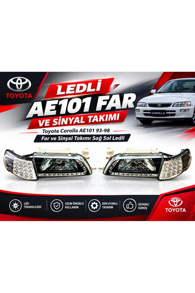 Genel Markalar LEDLİ Toyota Corolla AE101 93-98 Far ve Sinyal Takımı Sağ Sol ...