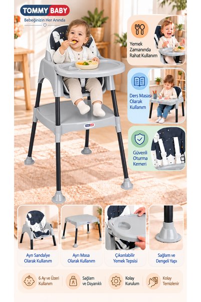 Tommybaby Çalışma Masalı Mama Sandalyesi