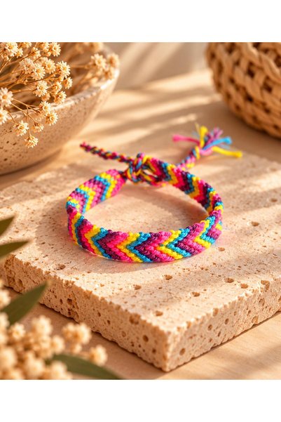 Bidüğüm Triangle Model Friend Bracelet - Handmade, Adjustable, Colorfast Thre...