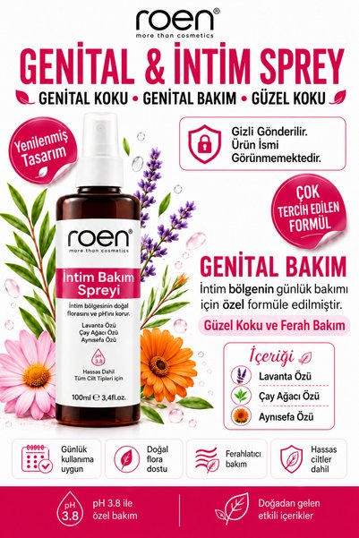 Roen Genital Bölge Kötü Koku Spreyi, Temizleme, Güzel Koku ve Ferahlık, Intim...