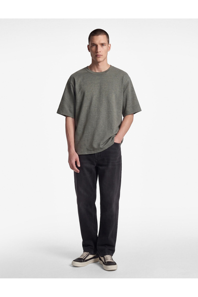 Koton Label Detailed Three Yarns Comfortable Fit Crew Neck Short Sleeve Sweat...