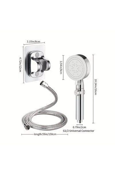 Choice مجموعة من 3 قطع من الكروم، رأس دش حمام فضي، 5 تروس قابلة للتعديل، ضغط ...