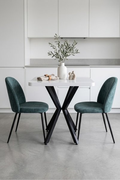 zigora MASA MUTFAK CAFE BALKON BAHÇE RESTORAN YEMEK MASASI 70X70 METAL AYAK K...