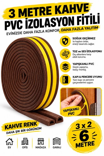 ellante Kahve Kapı Ve Pencere Soğuk İzolasyon Bandı Fitili Kendinden Yapışkan...