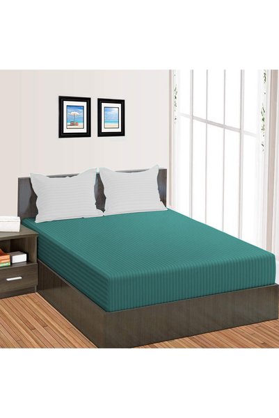 HomePuls Cearșaf de pat cu elastic Damasc Policoton dunga 1 cm, 190x250 cm pe...
