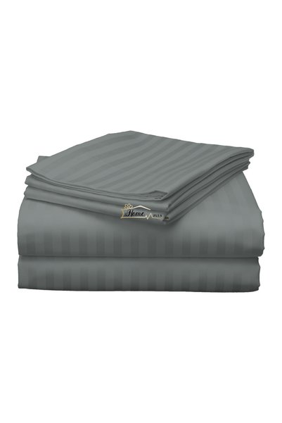 HomePuls Cearsaf de pat dublu king size Damasc Policoton dunga 1 cm, 230 x 26...