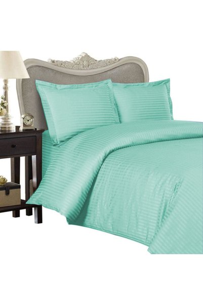 HomePuls Set lenjerie de pat single Damask Polybumbac Dungi 1 cm, 3 piese, Ce...
