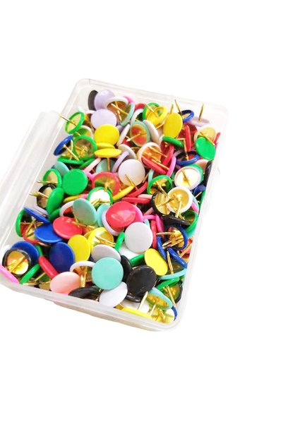 Choice6 Mix Color 100pcs Round Head Thumbtacks Roundness Plastic and Metal Fl...
