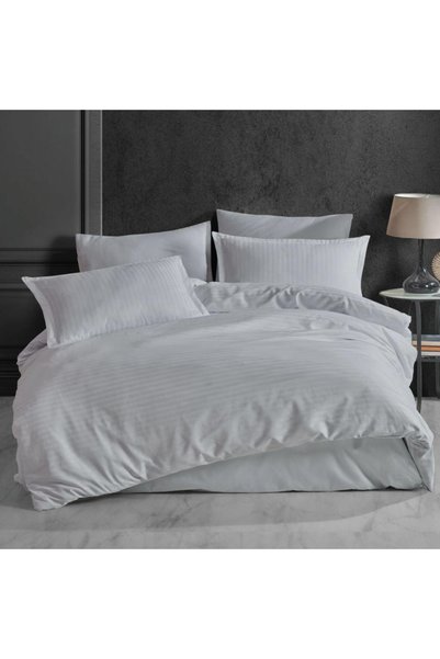 HomePuls Lenjerie pat cu elastic la cearșaf Damasc Bumbac 100% tip Hotel, dun...