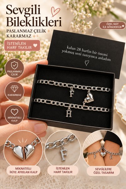 hot flowers Mıkatıs kalpli sevgili arkadaş çift bileklik seti unisex hediye ç...