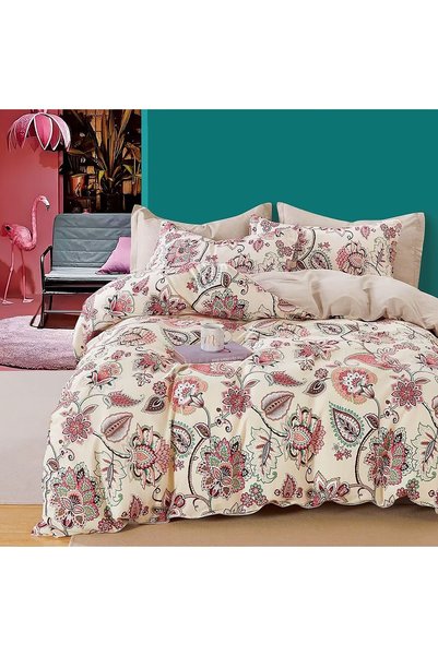 Ralex Set lenjerie de pat single Percalle Imprimat 100% Bumbac, Imprimeu Flor...