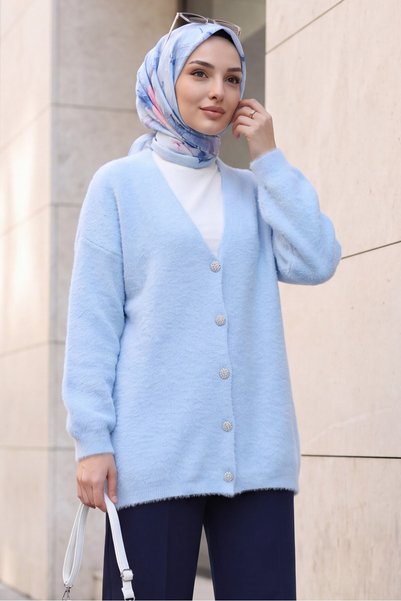 HİJABAYA Cardigan tricotat oversize cu mânecă lungă, cu nasturi în față, stil...