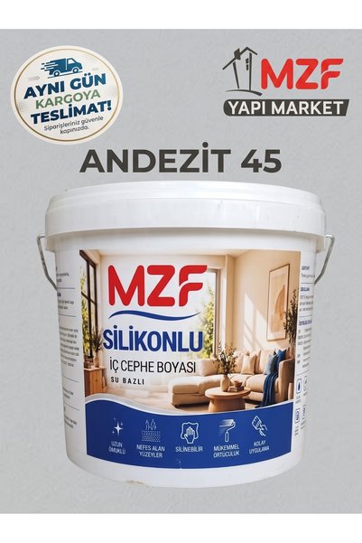 MZF Silikonlu Silinebilir Su Bazlı İç Cephe DUVAR BOYASI KOKUSUZ – MAT – YÜKSEK KAPATICILIK - ANDEZİT 45