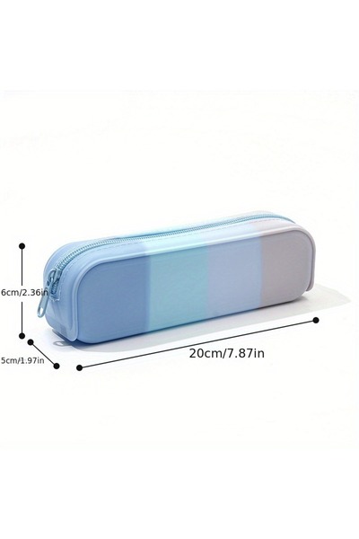 Choice Blue 1pc Fashionable Silicone Pencil Case,Multi-Color Stationery Bag, ...