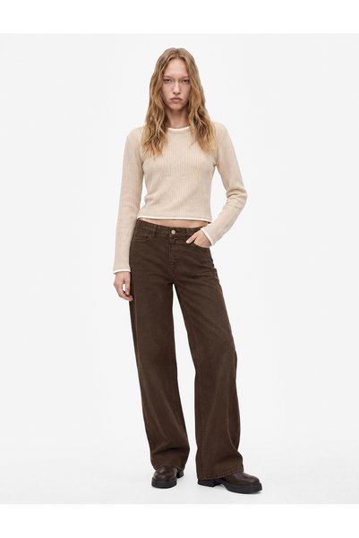 Koton Tricou cu mânecă lungă, croială slim, cu guler tip crewneck și detalii ...