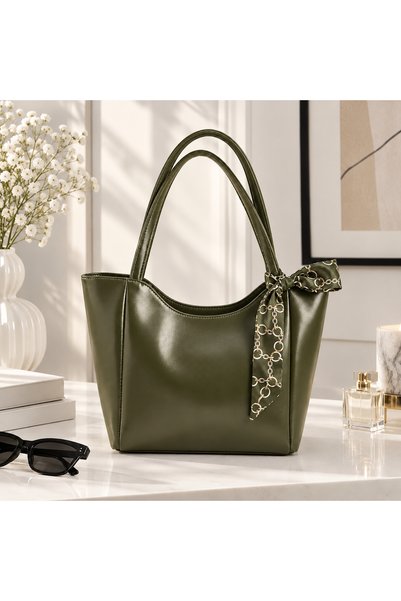 METEBAGS Fularlı Fermuar Kapamalı Shopper Kol Ve Omuz Çantası