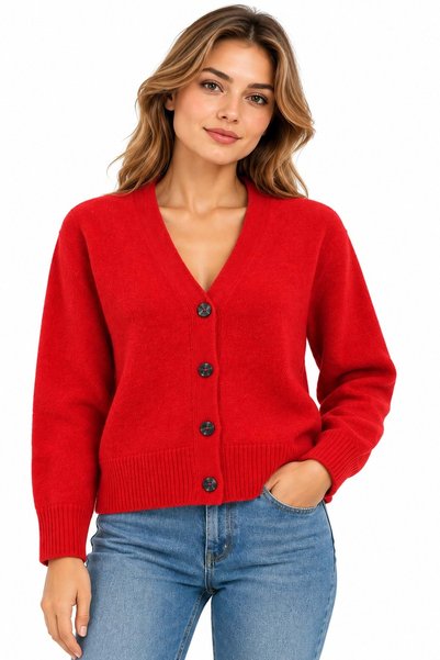 Mavi M1720098 Düğmeli Kazak Hırka Kadın Sweatshirt KIRMIZI
