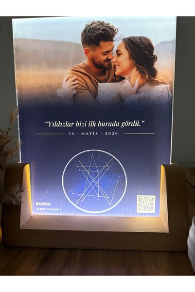 Genel Markalar Aysu Mira Art Kişiye Özel LED Yıldız Haritası Pleksi Fotoğrafl...