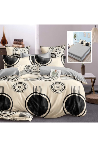 Ralex Lenjerie pat dublu Finet Bumbac 6 piese cu husă saltea 160x200 sau 180x...