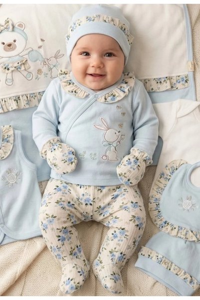 MİLAYS LİFE HOME COLLECTİON طقم أرنب زهري للفتيات الصغيرات من عمر 0 ​​إلى 3 أ...
