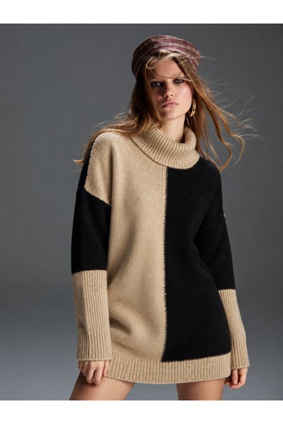 MARLİNG Striped Short Knitwear Dress Sweater