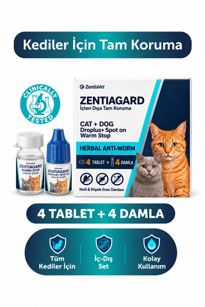 zentiavet İc Dis Parazit Kedi Pire Kene Damlası Kediler İçin Bitkisel Damla Y...