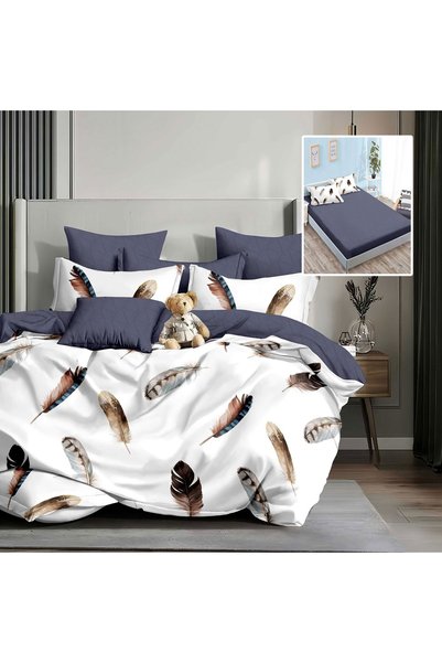 Ralex Lenjerie pat dublu Finet Bumbac 6 piese cu husă saltea 160x200 sau 180x...
