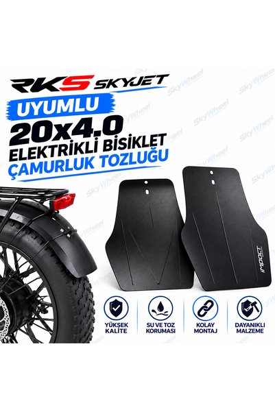 SkyWheel RKS Skyjet Uyumlu 20x4.0 Elektrikli Bisiklet Çamurluk Tozluğu - Ön v...