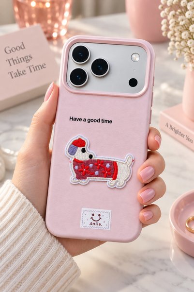 QUSCHU Kawaii Embroidered Cute Dog Figure Silicone Phone Case Compatible with...