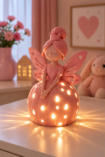SARASWATİ Dekoratif Masa Lambası Pembe Kız Çocuğu Odası Gece Lambası