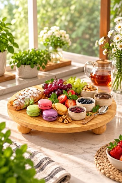 humazeyy Bambu top ayaklı sunumluk 25x25/yağdanlık altlığı/Organizer/Düzenleyici