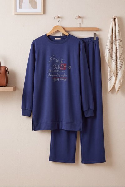 HİJABAYA Costum Hijab cu guler rotund, mâneci lungi, manșete striate, talie e...