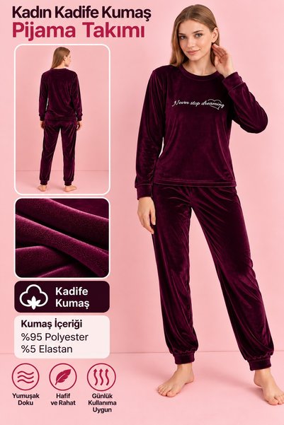 PİJAMERRY Pijamerry ženska zimska okrugla kragna Somot pidžama set 3042M - 1 ...