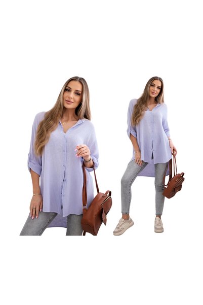 Kesi Cămașă de damă violet deschis, din muselină, din bumbac, mărime mare