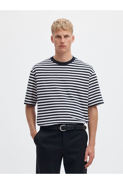 SELECTED Tricou cu dungi, croială lejeră