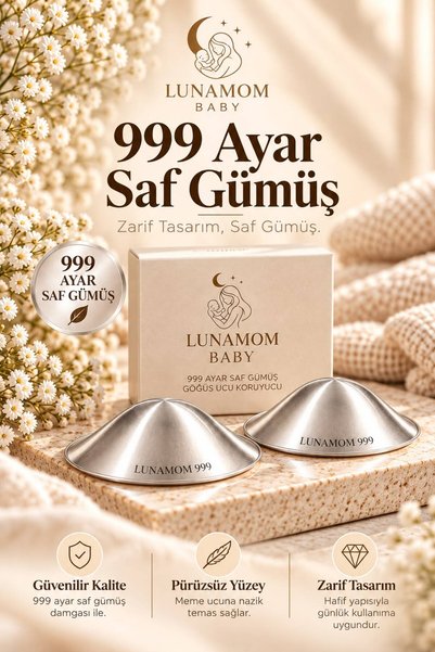 lunamom baby 999 Ayar Saf Gümüş Göğüs Ucu Koruyucu Kalkan – Emziren Anneler İ...