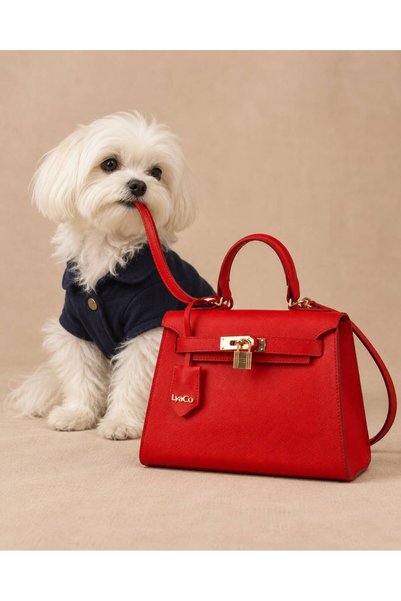 LyaCO Heritage Bag Red Hakiki Deri Kadın Omuz Çantası