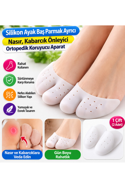 FırsatVar Silikon Ayak Baş Parmak Ayrıcı 1 Çift Nasır Kabarcık Önleyici Ortop...