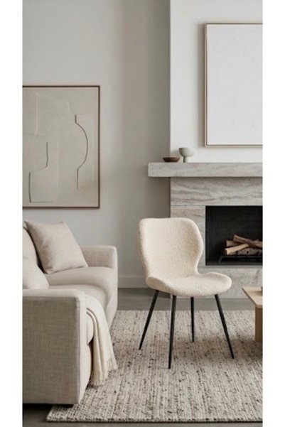 IN HOME STORE كرسي مفرد بتصميم عصري وخامة قماش بيج