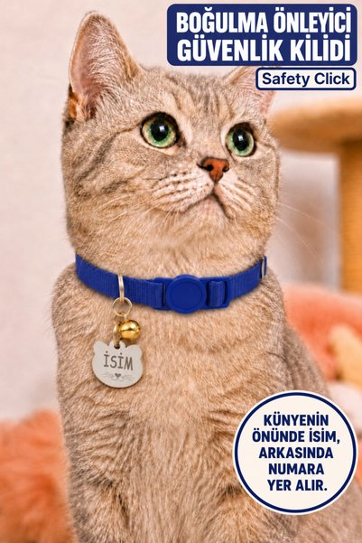 CARAMELOS İSİMLİ KEDİ TASMASI KEDİ İSİMLİK KİŞİYE ÖZEL-GÜVENLİK KİLİTLİ- EKO ...