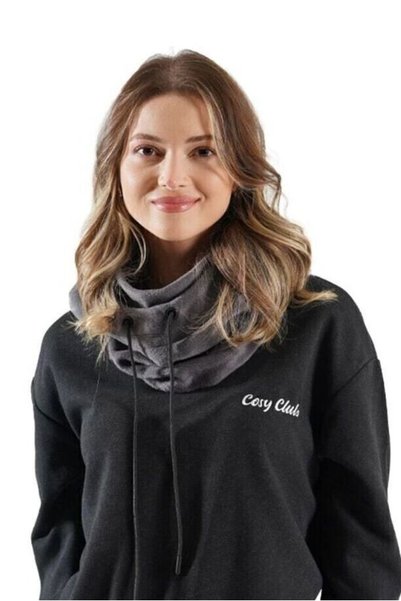 Cosy Club Shop Women's Polar Fleece Dark Gray Helmet Overhead Face Mask Balaclava Hat Scarf Neck Gaiter Ski Snowboard