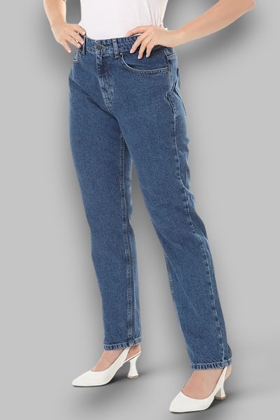 MY ARJA JEANS بنطلون جينز نسائي عالي الخصر من الليكرا بقصة عادية