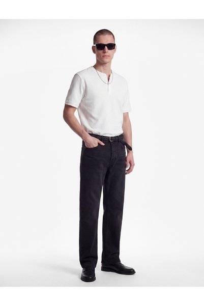 Koton Regular Fit Pamuklu Düğmeli Kısa Kollu Henley Yaka Tişört