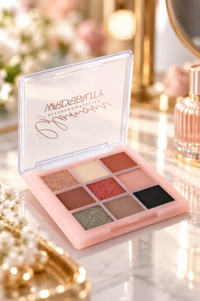 Warda Beauty Glamour Eyeshadow Palette – 9 Versatile Shades with Matte & Shim...