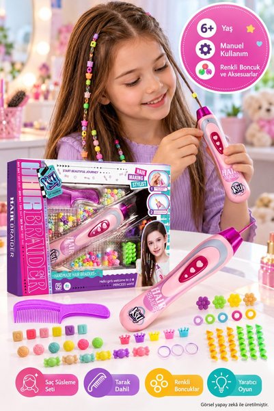 TOYFEST Hair Bead Set Children's Hair Decoration Tool Comb Hairpin Rubber Acc...