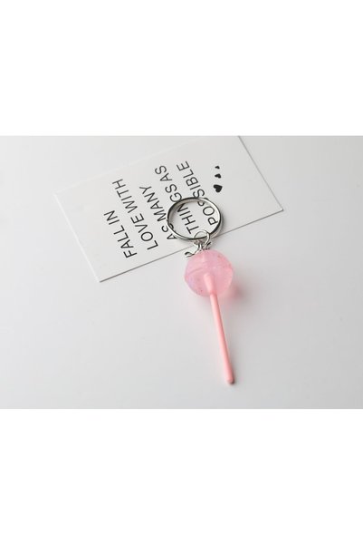 Choice6 pink Lovely Resin Candy Lollipop Keychain Mini 3D Simulation Food Key...