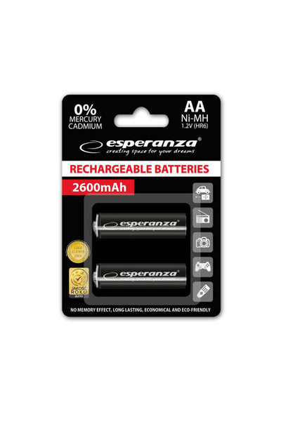 ESPERANZA Set 2 acumulatori AA R6 92254, 2600mAh, Ni-MH, 1.2V, reincarcabili,...