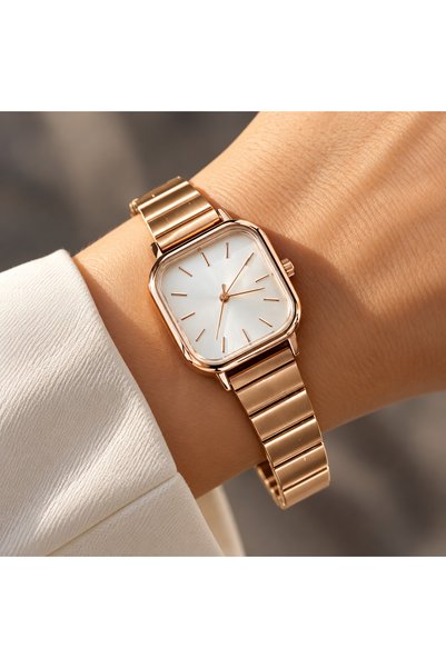 thekam Kare Minimal Zarif Kol Saati & Rose Gold Klasik Saat, Vintage Kadın Sa...