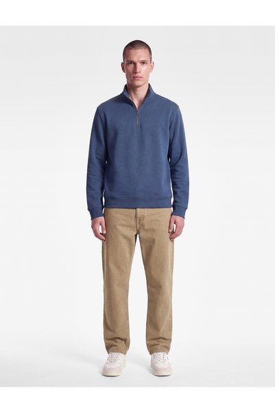 Koton Long Sleeve Three Threaded Yarn Cotton Half Zipper Sweatshirt