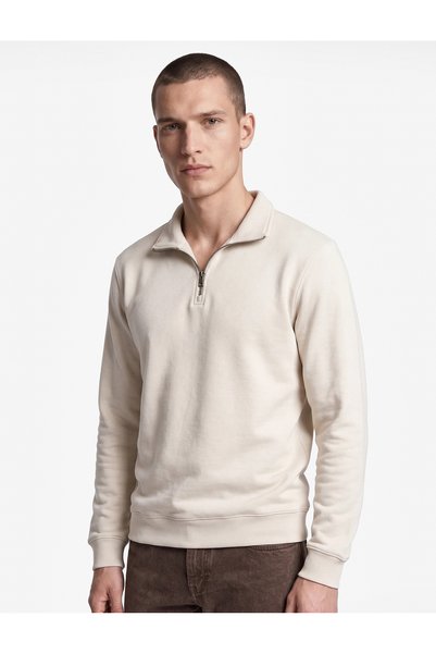 Koton Şardonlu Regular Fit Uzun Kollu Fermuarlı Yaka Sweatshirt